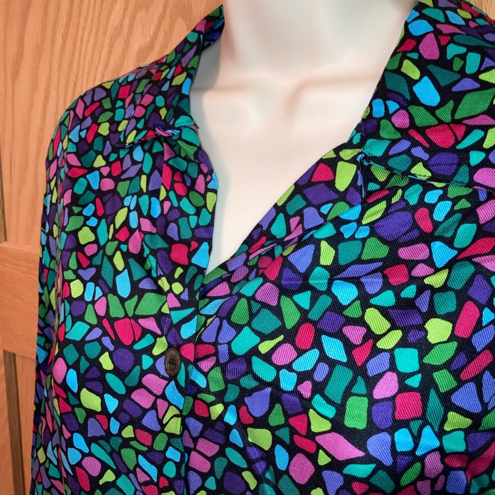 Vintage Esprit blouse, M, black w/color block